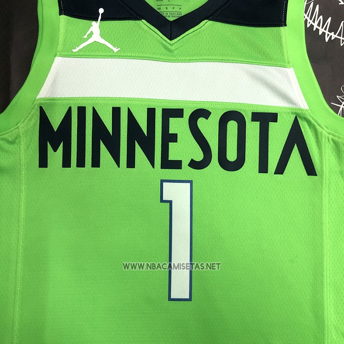 Camiseta Minnesota Timberwolves Anthony Edwards Towns NO 1 Statement 2020-21 Verde